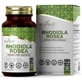 Ezyleaf Rhodiola Rosea Capsules 400 mg | High Dose Rose Root Extract with 3% Salidroside | 90 Vegan Rose Root Capsules High Dose | Nootropic Adaptogen | ISO Certified, Allergen & Gluten Free