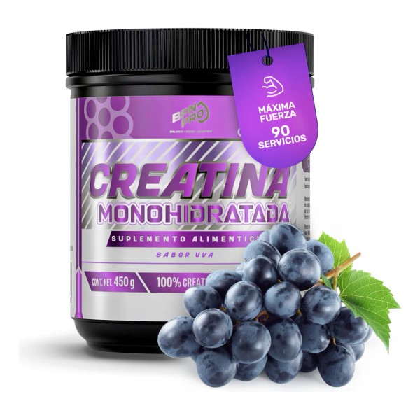 Creatina En Polvo Monohidratada Pura Sabor Uva BPN PRO 450g