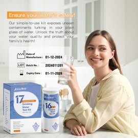 AssuTest 17 in 1 Water Test Kit - 100 Strips + 2 Bacteria Tester Kits - Well, Tap Home, Drinking Water City Water Testing Strip for Lead, Alkaline, Chlorine, Hardness, Iron, Fluoride, Copper & More