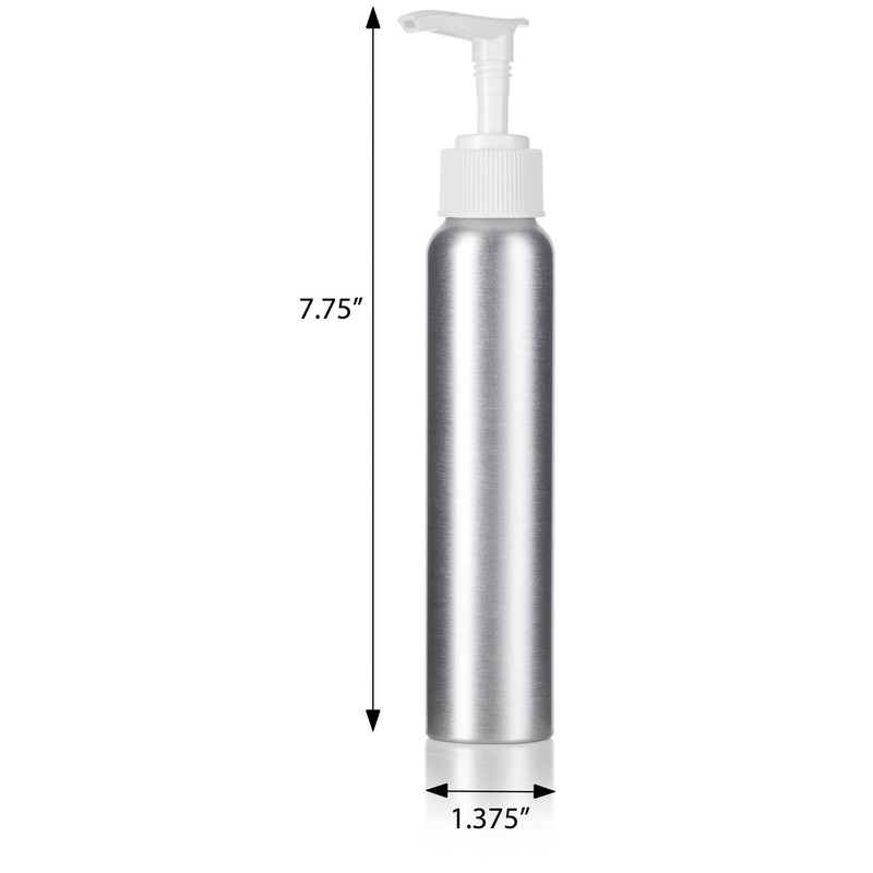 Aluminum Refillable White Lotion Pump Bottle - 4 oz (3