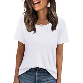 OFEEFAN Women's Clothing Summer Tunic Tops Loose Fit Dressy Casual Shirts Fashion Beach Vacation Clothes 2025 White M