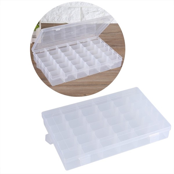 Transparent Plastic Organiser Containers, 36 Grids Adjustable Divider, Removable Storage