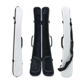 Vetimobato Carbon Fiber Upright Double Bass Bow Case Fits All Standard 3/4 & 4/4 Size Bass Bows – Lightweight Hard Shell String Bass Bow Case with Removable Shoulder Strap (White)