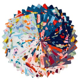 Cotton Fabric Squares 5x5 Charm Packs for Quilting 5 inch for Baby Girl Sewing Patchwork 42pcs (Jungle Fabric)