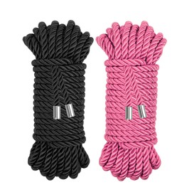 Coldairsoap Soft Silk Rope, Skin Friendly Twisted Trim Cord Rope for Christmas Home Décor Embellish Costumes Bag Drawstrings (Black & Pink, 32ft)