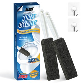 Black Pumice Stone Toilet Bowl Cleaner,Pumice Cleaning Stone with Handle and Hook,Scrubs Tough Hard Water Stains Away On Toilets, Bathtubs,Tiles&Sinks,Pumice Toilet Brush (2)