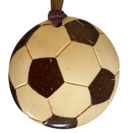 Soccer ball pendant, Gift for soccer lovers, Gift for kids, Hand crafted pendant,Coconut and King coconut shell pendant, Eco jewelary,Gift for anyone, Unique gift, Wooden pendant