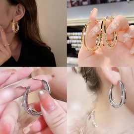 2 Pairs Earrings Set for Women, Rhinestone Jewelry Accessories，Hypoallergenic Earrings,Nickel-Free Cartilage Earrings