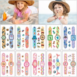 10 Sheets Watch Temporary Tattoos for Kids, Cartoon Watch Tattoo Stickers, Waterproof Fake Tattoo Stickers for Birthday Party Supplies