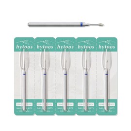 HYTOOS 1mm Mini Flame Cuticle Clean Nail Drill Bit, 5Pcs/Set Russian Diamond Nail Bits Professional Safety Under Nail Cleaner Burr for Cuticle Dead Skin, Electric Nails Drill Accessories, Medium