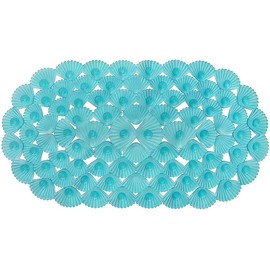 Linfevisi Bathtub Mat Non Slip, Oval Bath Mat for Tub with Suction Cups and Drain Holes, Machine Washable Tub Shower Mats for Bathroom 27 x 15 Inches, Phthalate Latex Free (Aqua)
