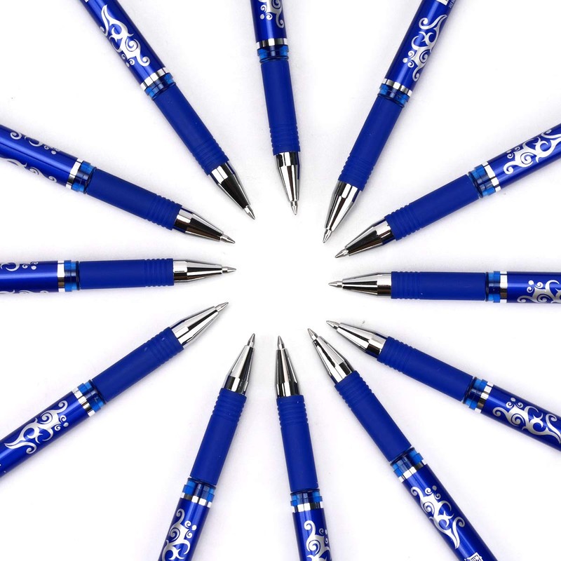 WONOLO 12PCS 0.5mm Erasable Pen Blue Gel Ink Roller Ball