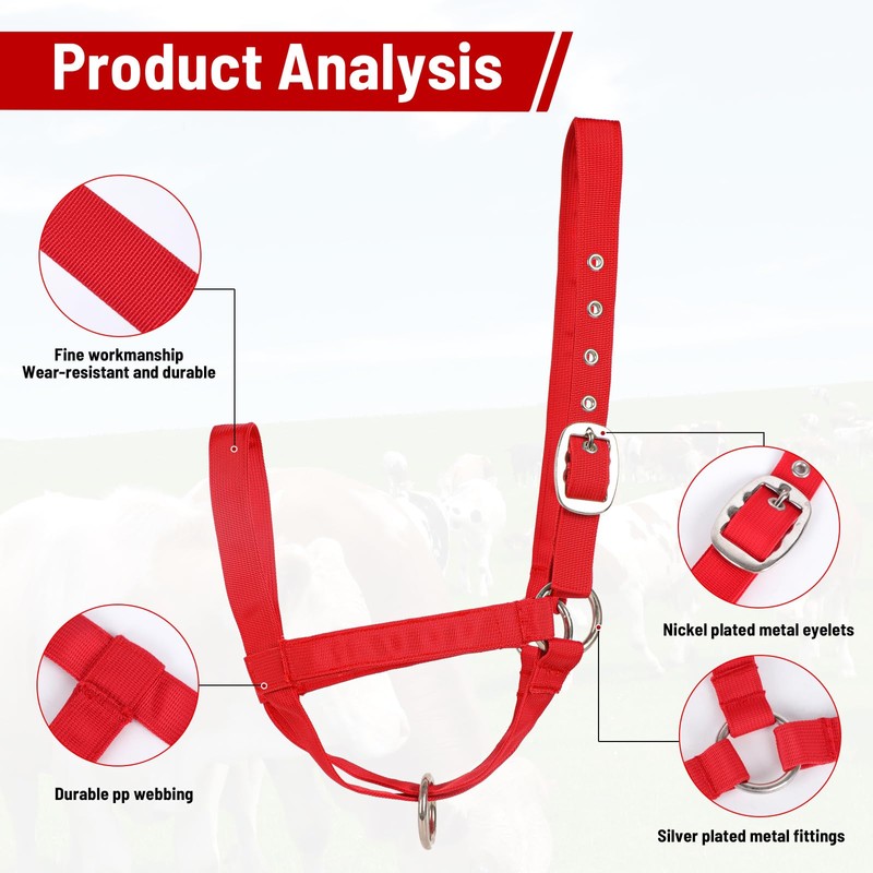 Cow Halter Cattle Halters Adjustable Calf Halter with Leading Rope