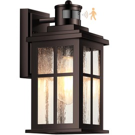 VIANIS Brown Motion Sensor Exterior Lighting Fixtures, Oil Rubbed Bronze Outdoor Garage Lights Wall Mount Sconce, Outdoor Wall Lantern for Garden, Patio, Front Door, Outside Porch Lights for House