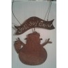Unbranded Rusty metal "just say snow" sign with snowman