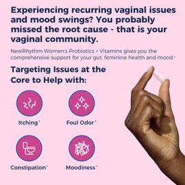 NewRhythm NewRhythm Probiotics for Women, P-5-P, Vitamin C & Organic Cranberry, 100 Billion CFU 18 Strains, Prebiotics & Probiotics, Vaginal Probiotics for Digestive Health & PH Balance, 60 Capsules, No Dairy