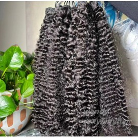 Vietnamese Raw Human Hair Weave Bundles High Quality Original Double Weft Natural Wavy Human Hair Bundlesstyle: burmese kinky, color: Black, Stretched Length: 12 inches