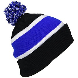 Best Winter Hats Quality Cuffed Cap with Large Pom Pom (One Size)(Fits Large Heads) - Black/Orange