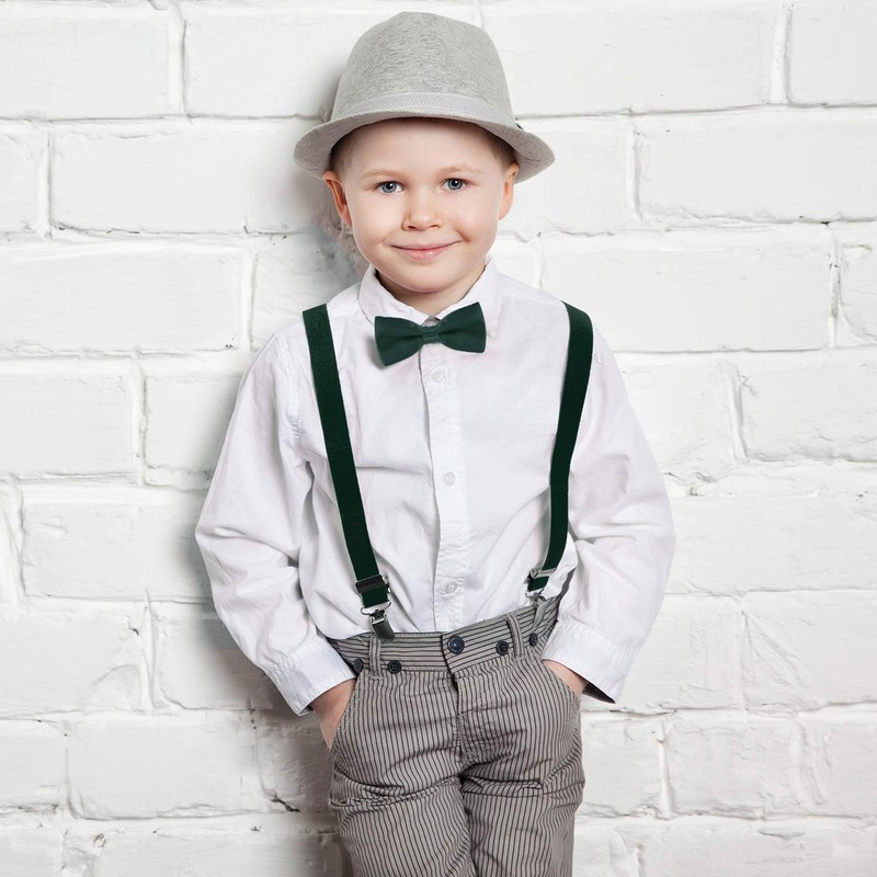DonDon Boys' Braces Bow Tie Set Elastic and Adjustable Length