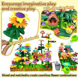CORPER TOYS 282 Pcs DIY Flower Garden Building Toys Set for Girls Toddler STEM Toy Building Set for Kids Gift for Birthday Christmas