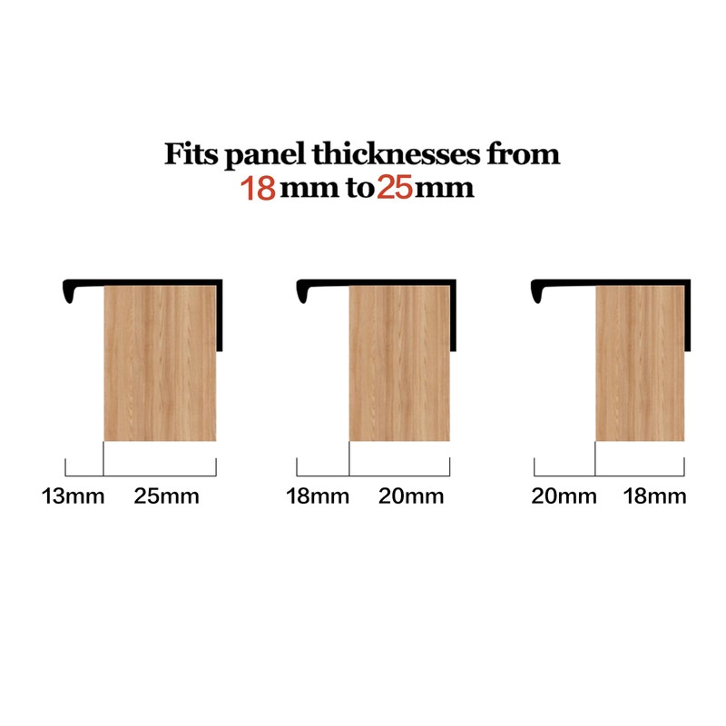 MATOOYA Finger Edge Cabinet Pulls Drawer Cupboard(2,Black,80mm/3.15inch)