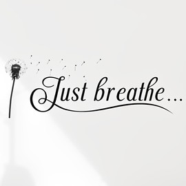 Just Breathe Vinyl Wall Decal Yoga Quotes Positive Relax Motto Art Letters Sayings Living Room Décor Lettering Size 12'' x 4'' Pack of 2