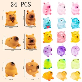 EMPHASISY Mini Capybara Figurines, 24 Pack Miniature Cute Capybara Classic and Luminous Resin Animals for Fairy Garden Bonsai Miniature Landscape Desktop Dollhouse