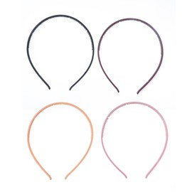 Ruwado 4 Pcs Headband Simple Solid Fashion Plastic Plain Skinny Non Slip Hair Bands for Women Girls Think Thin Fine Hair Accessories Wedding Casual Parties Decoration (Plaid)