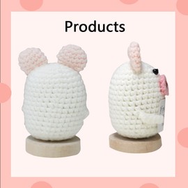 janeunique Crochet Pig Positive Knitted Panda Emotional Support for Office Living room Bedroom Desk Decor (Pink Pig)