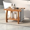 MAT EXPERT Teak Shower Bench, Waterproof Bath Stool w/Handles, Storage