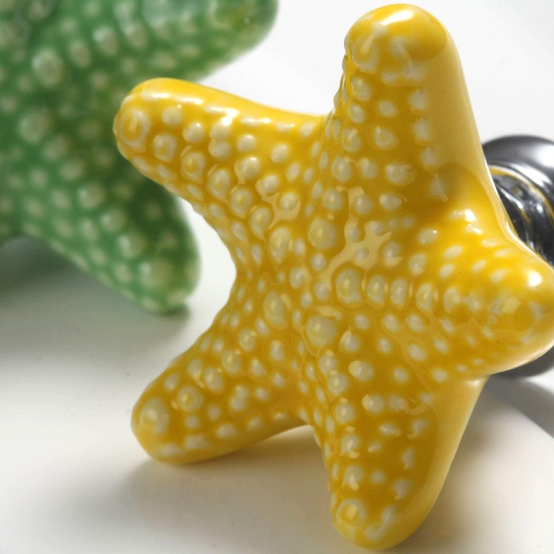 MUXSAM Fashion Starfish Design Ceramic Door Knobs Handles Cabinet Cupboard