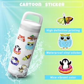 Colorful Animal Stickers 100 Pcs, Cute Aesthetic Stickers Pack, Waterproof Vinyl Stickers for Scrapbook, Kawaii Stickers for Laptop, Journal, Skateboard, Cup, Suitcase, Phone, Guitar, Water Bottle