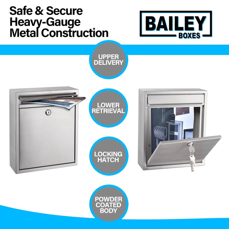 Modern Wall Mounted Locking Small Architectural Mailbox from Bailey Boxes