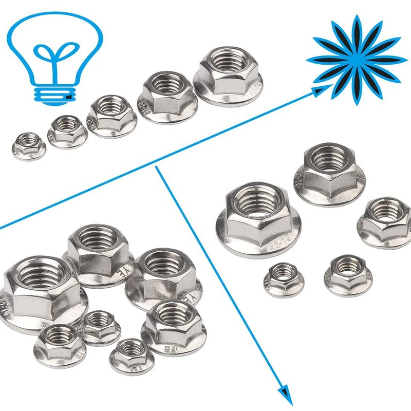 M8 x 1.25mm Serrated Flange Hex Lock Nuts, Hincell 75pcs