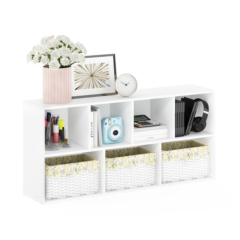 Furinno LUDER Book Shelf, 7-Cube Bookshelf, Bookcase, 9.4 x 19.5
