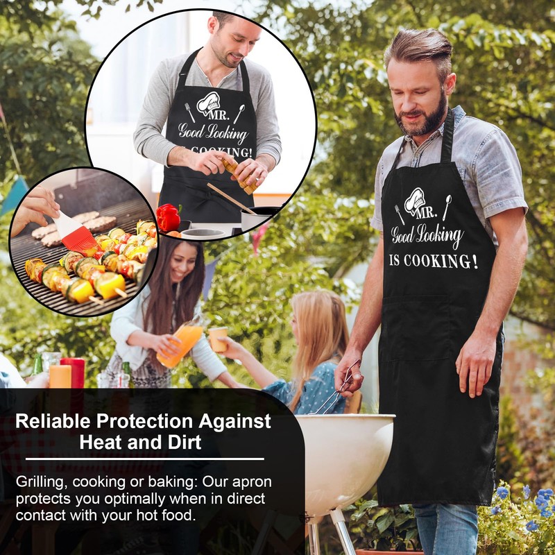 Xialvyu Funny Aprons for Men, MR Good Looking is Cooking,