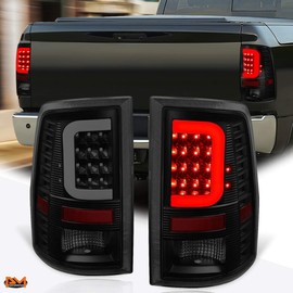 PM PERFORMOTOR Compatible with Dodge Ram Pickup 09-17 3D LED C-Bar Tail Light Rear Stop/Reverse Lamp Tinted