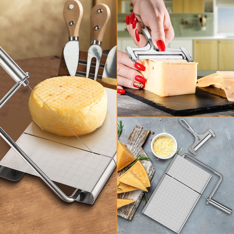 Jovitec 2 Pack Stainless Steel Cheese Slicer Wire Adjustable Handheld