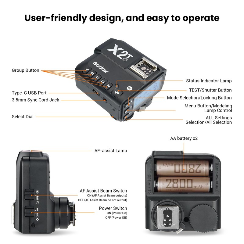 Godox X2T-F 2.4G Wireless Flash Trigger Transmitter for Fuji with