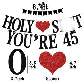 Holy Sh*t You're 45 Banner - Funny Happy 45th Birthday Bunting Sign, Cheers to 45 Years, 45 Years Old Birthday/Anniversary Party Decorations Supplies for Men Women