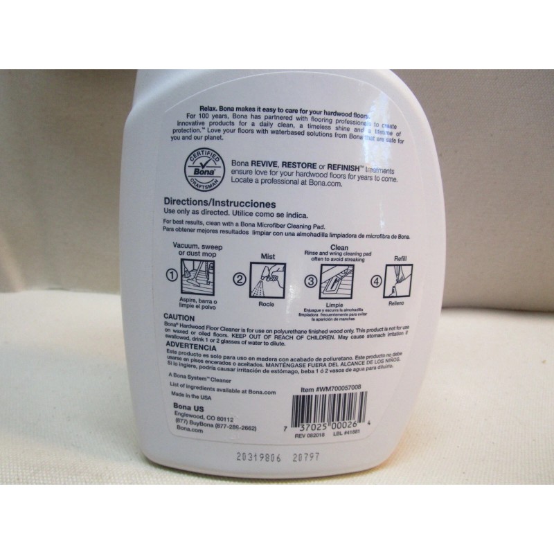 Bona Hardwood Floor Cleaner Spray, 22 oz - Residue Free