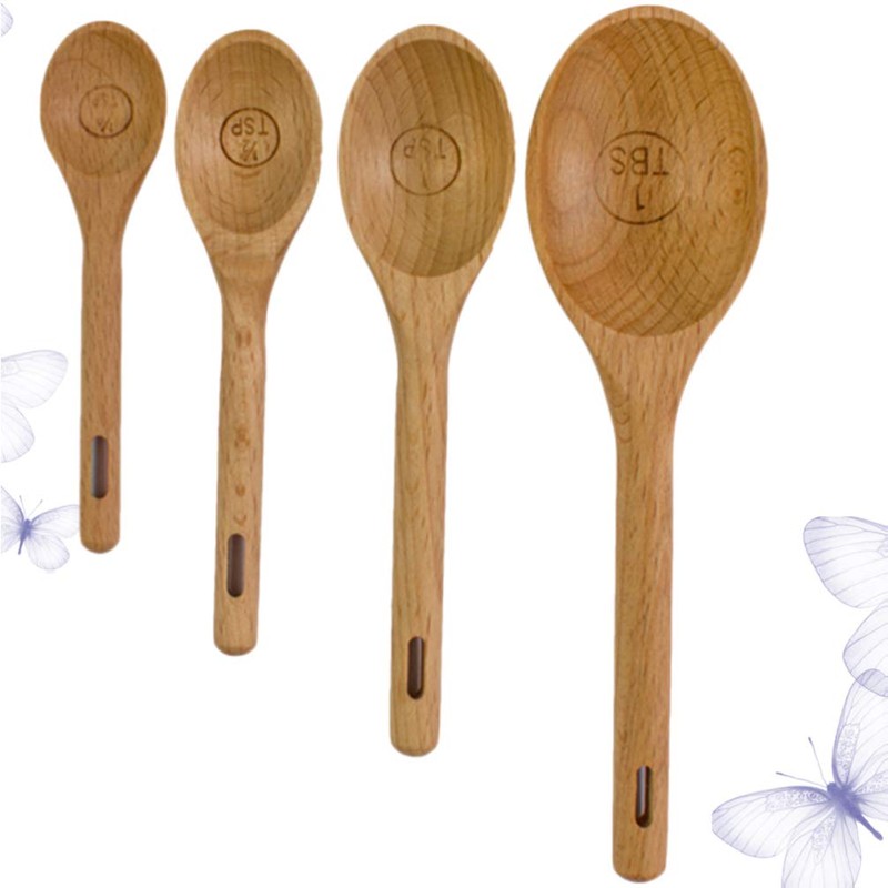 Cabilock Cooking Measuring Spoons Set 4pc Utensils Double-Scale for Coffee