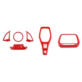 RAZPOY for Camaro Interior Trim Kit, 6PCS Gear Shift Panel Trim 8-Inch Large Navigation Screen Radio Cover Compatible with 2017-2023 Chevy Camaro, Red (8" Large Screen)