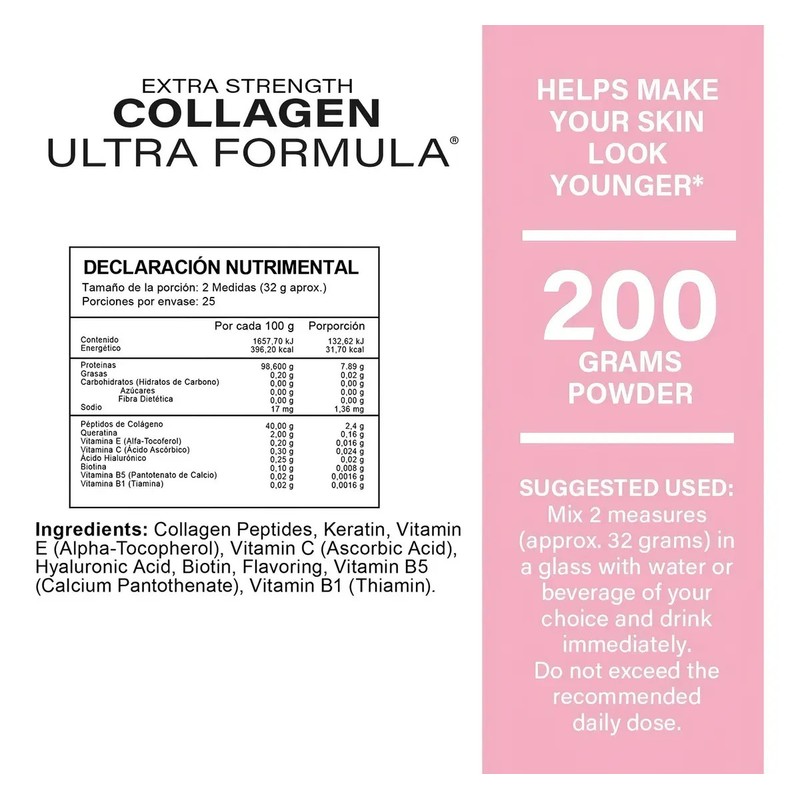 Colageno Hidrolizado Acido Hialuronico Biotina Premium Sabor Sin sabor