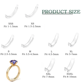 Pack of 8 Ring Reducers, Ring Reduction to Large Ring Insert, Ring Insert for Reducing, for Loose Rings, Suitable for All Rings, Invisible Ring Size Adjuster (Women / Men)