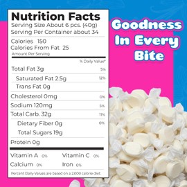 Fairtime White Vanilla Taffy, 3 Pound Bag (Pack of 1) - Individually Wrapped Saltwater Taffy Candy Bulk Pack - Soft & Chewy Candy for Buffet, Party, or Wedding Favors - Kosher Certified Soft Candies