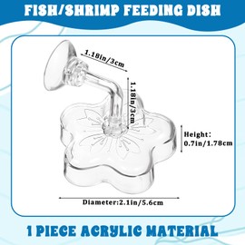 Shrimp Feeding Dish, Aquarium Shrimp/Small Fish Feeding Dish Clear Feeder Dish Fish Tank Food Tray Container with Suction Cup, Mini Size (Sakura Shaped)