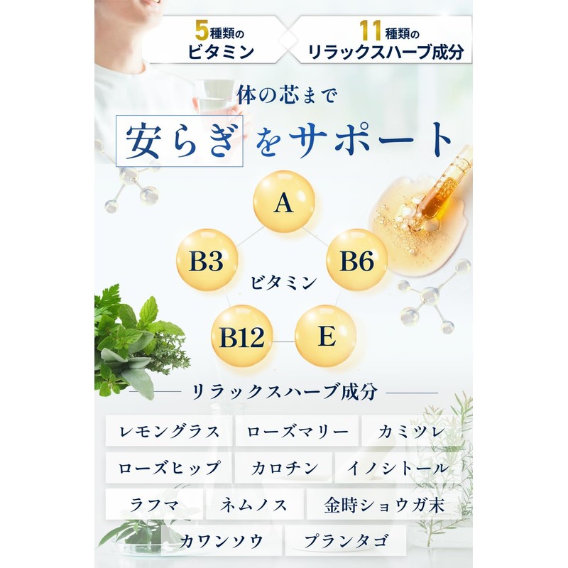 【GABA×グリシン EXナイトケア処方】睡眠ケアサプリ メラトニン トリプトファン テアニンセロトニン [休息サポートビタミン5種・リラックスハーブ成分11種を贅沢配合]