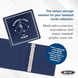 BCW Supplies 3" Baseball Album - Blue | Durable Binder for 90 Baseball Cards | Ideal for Collectors, Storage, and Card Protection - 2 Pack