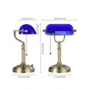 Newrays Blue Glass Bankers Desk Lamp, Stepless Dimmable Table Lamp